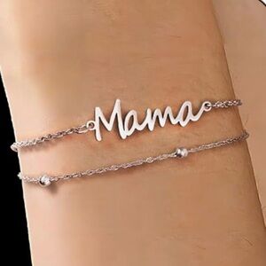 Chic Silver 'Mama' Chain Bracelet